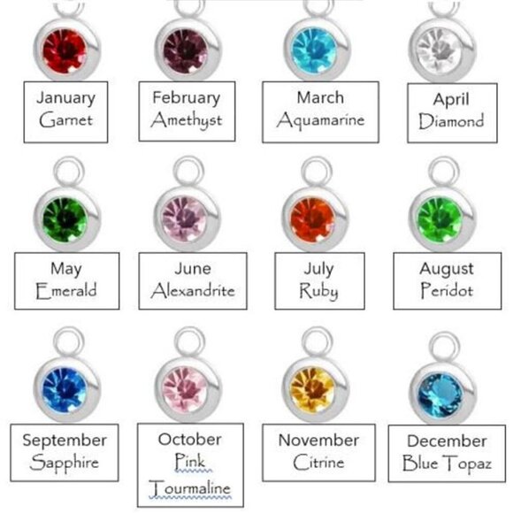 Silver Birthstone Huggie Earrings Stainless Steel January to December - Picture 5 of 8